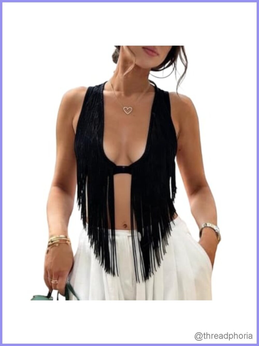 Studded Suede Fringe Vest Women Western Cowgirl Tassel Jacket 70s